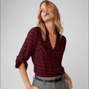 Express Red & Black Checkered Portofino Shirt